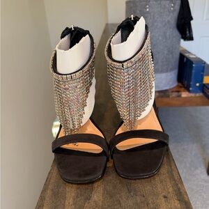 SCHUTZ Black and Silver Embellished Heels